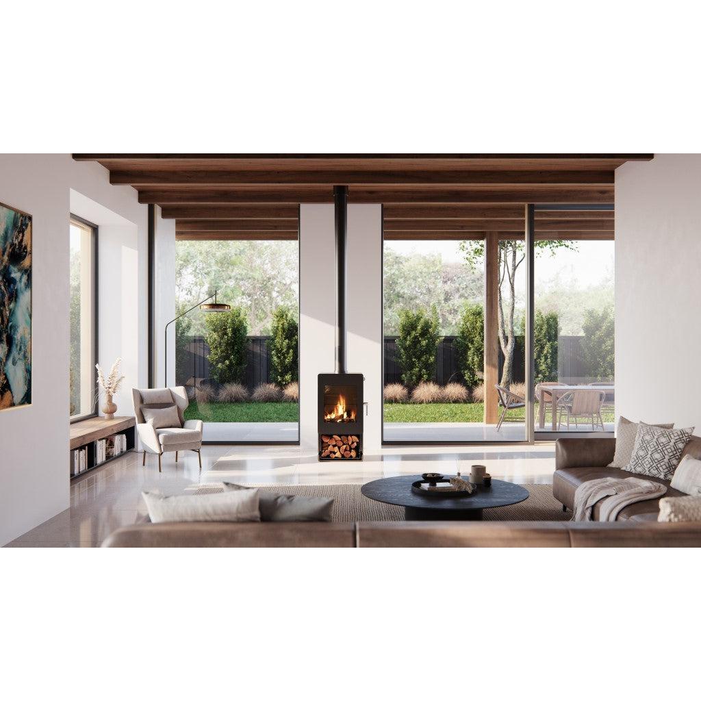 Blaze B400 Wood Fireplace with Wood Stacker