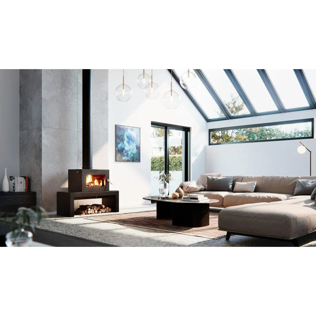 Blaze B605 Wood Fireplace with Coffee Table Remote Control & Fan