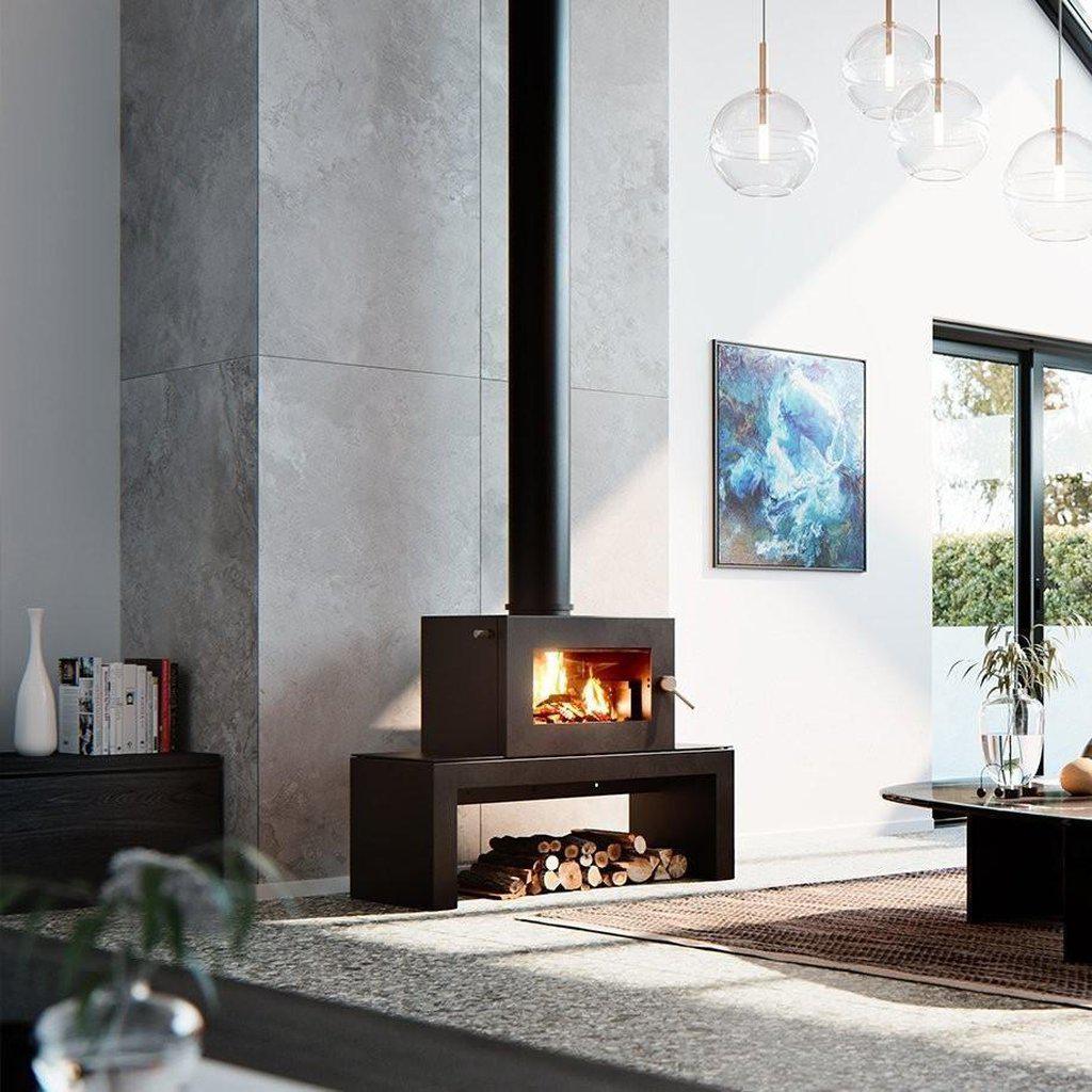 Blaze B605 Wood Fireplace with Coffee Table Remote Control & Fan