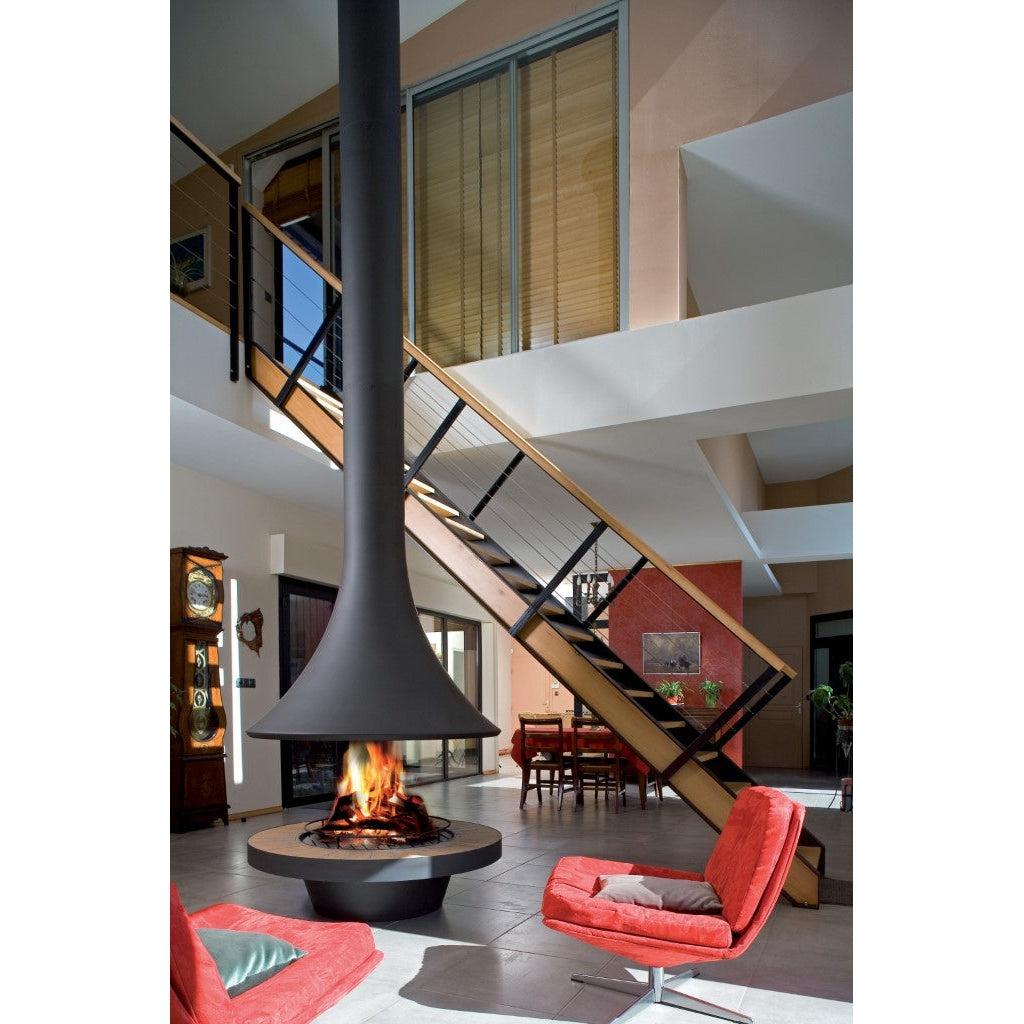 Bordelet EVA 992 Central Hanging Wood Fireplace - Intense Black