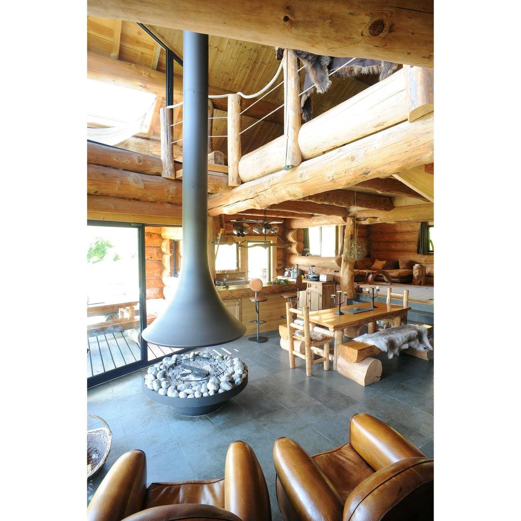 Bordelet EVA 992 Central Hanging Wood Fireplace - Intense Black