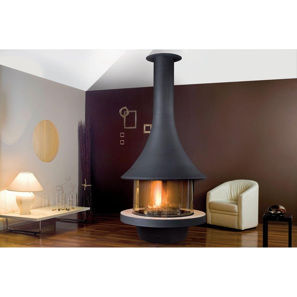 Bordelet EVA 992 Central Hanging Wood Fireplace - Intense Black