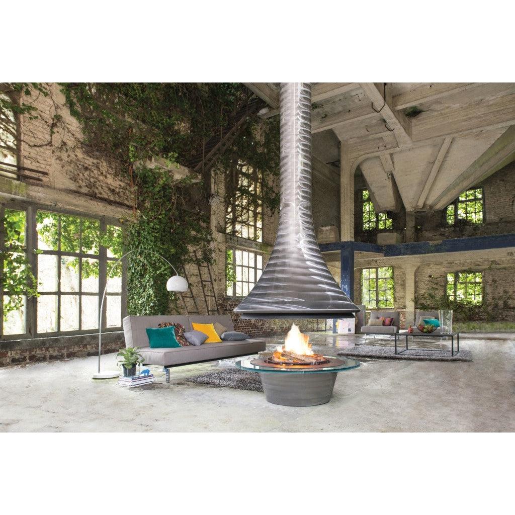 Bordelet EVA 992 Central Hanging Wood Fireplace - Intense Black