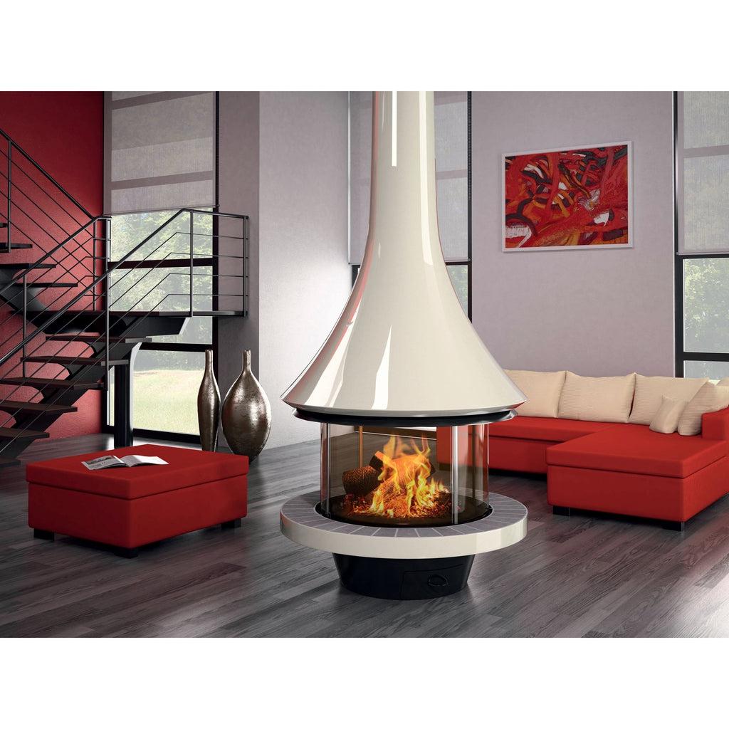 Bordelet EVA 992 Central Hanging Wood Fireplace - Intense Black