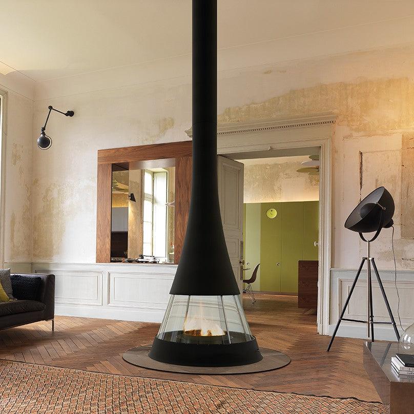 Bordelet LINEA 914 Central Wood Fireplace - Intense Black