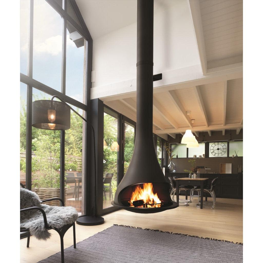 Bordelet TATIANA 997 Central Non-Rotating Hanging Wood Fireplace - Intense Black