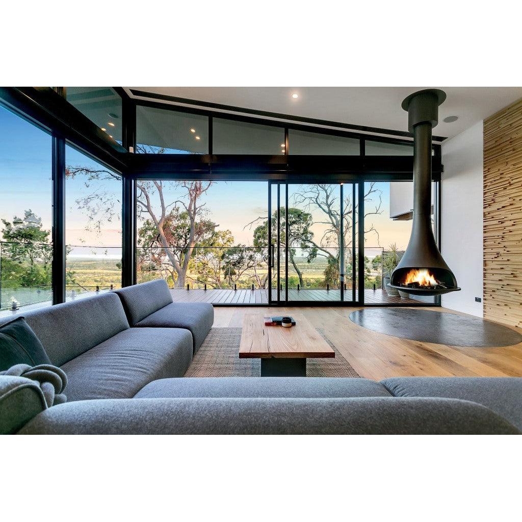 Bordelet TATIANA 997 Central Non-Rotating Hanging Wood Fireplace - Intense Black