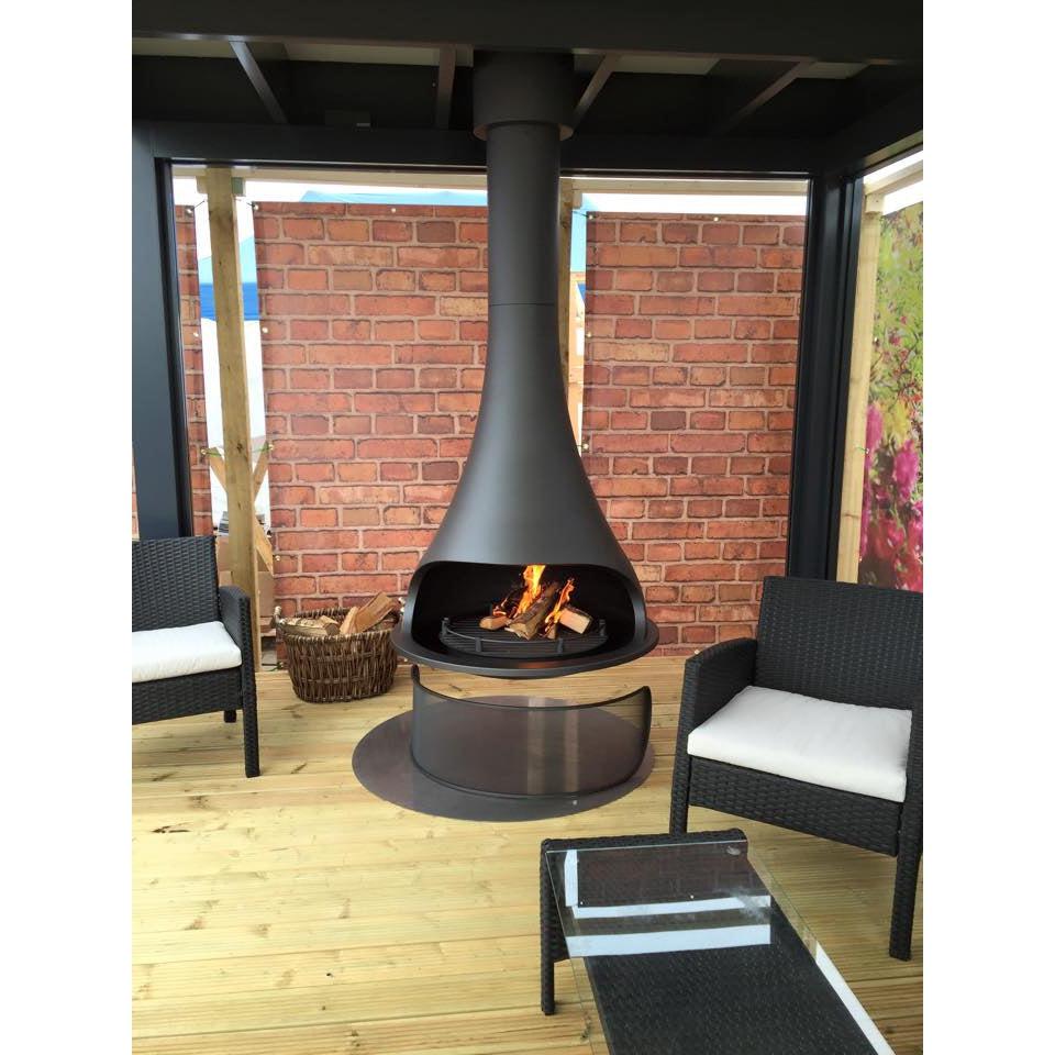 Bordelet TATIANA 997 Central Non-Rotating Hanging Wood Fireplace - Intense Black