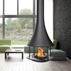 Bordelet ZELIA 908 Central Hanging Wood Fireplace - Intense Black, Brick Finish