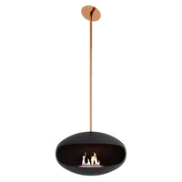 Cocoon Aeris Hanging Ethanol Fireplace - Matt Black With Angled Pole