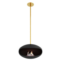 Cocoon Aeris Hanging Ethanol Fireplace - Matt Black With Straight Pole