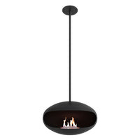 Cocoon Aeris Hanging Ethanol Fireplace - Matt Black With Straight Pole