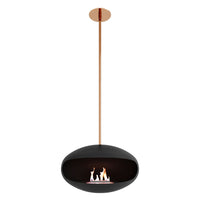 Cocoon Aeris Hanging Ethanol Fireplace - Matt Black With Straight Pole