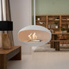 Cocoon Aeris Hanging Ethanol Fireplace - Matt White With Angled Pole