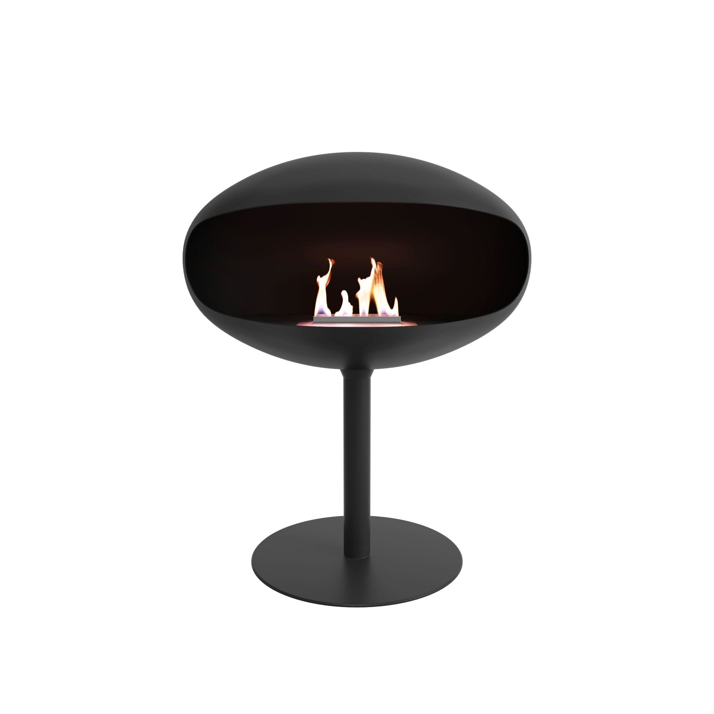 Cocoon Pedestal Standing Ethanol Fireplace - Matt Black