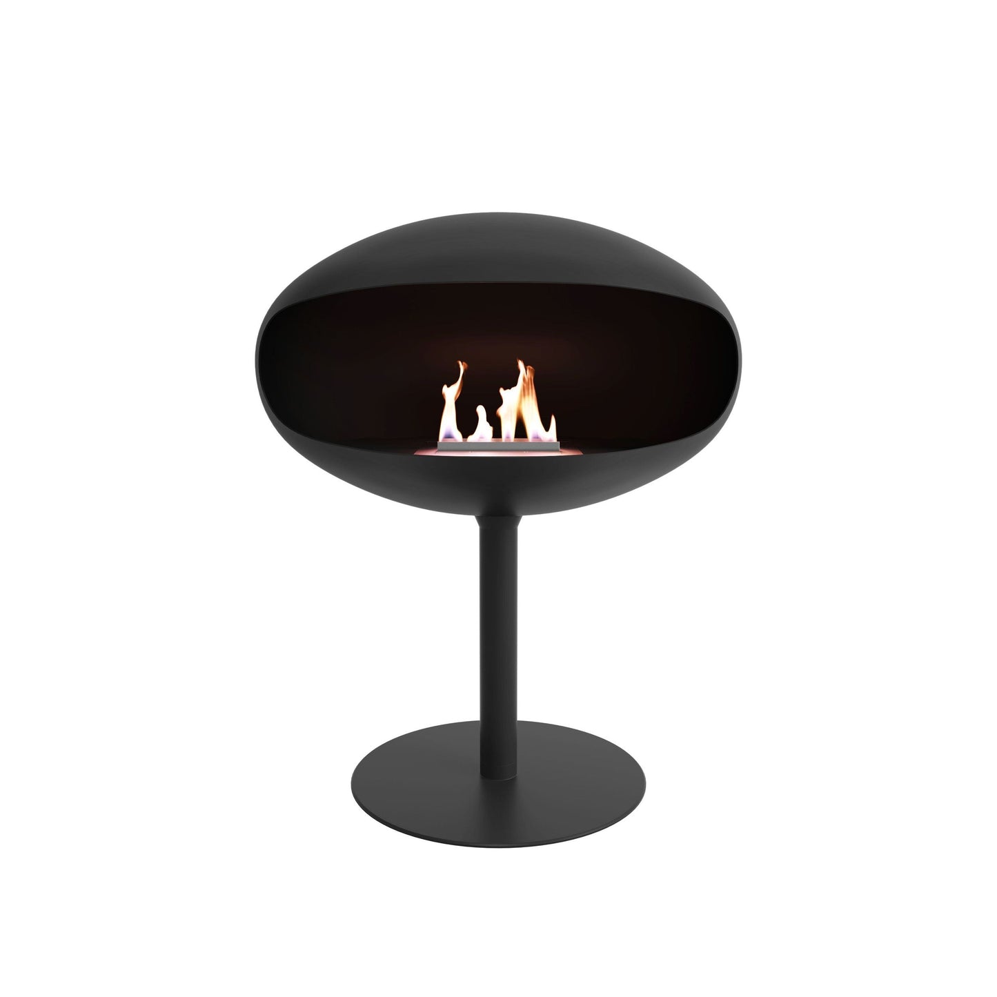 Cocoon Pedestal Standing Ethanol Fireplace - Matt Black