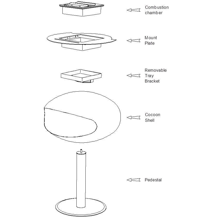 Cocoon Pedestal Standing Ethanol Fireplace - Matt White