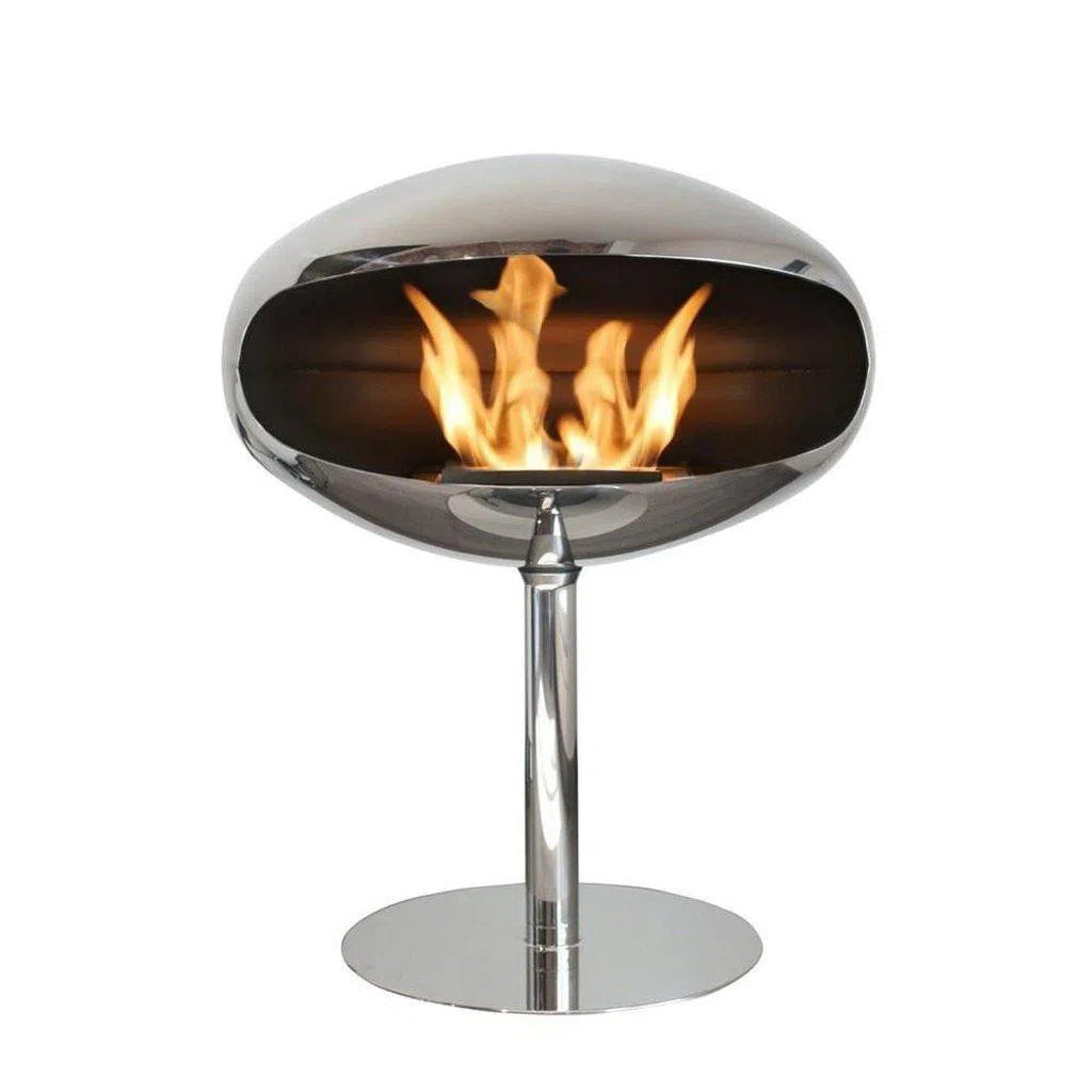 Cocoon Pedestal Standing Ethanol Fireplace - Stainless Steel Shell w Stainless Steel Stand