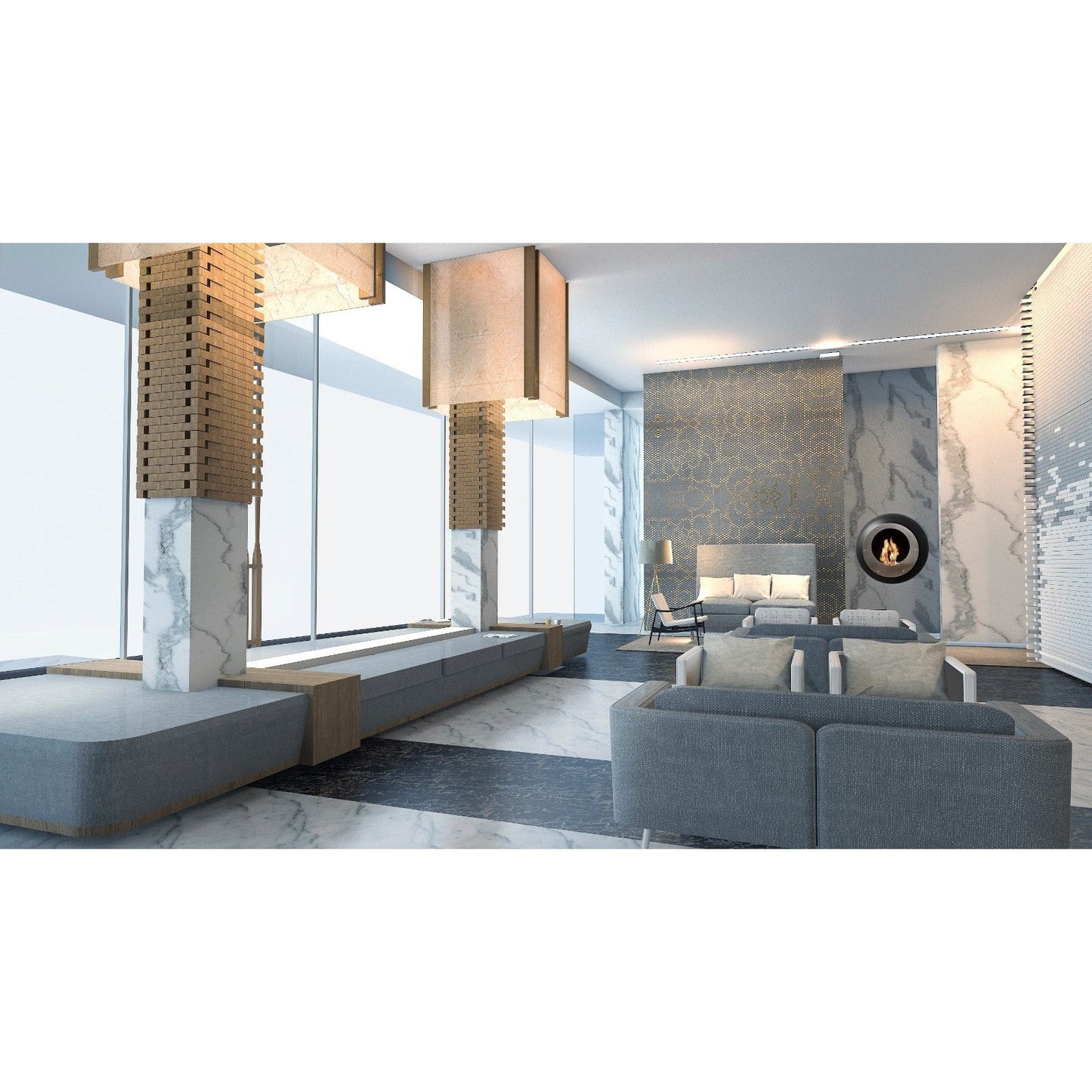Cocoon Vellum Wall Mounted Ethanol Fireplace - Matt Black
