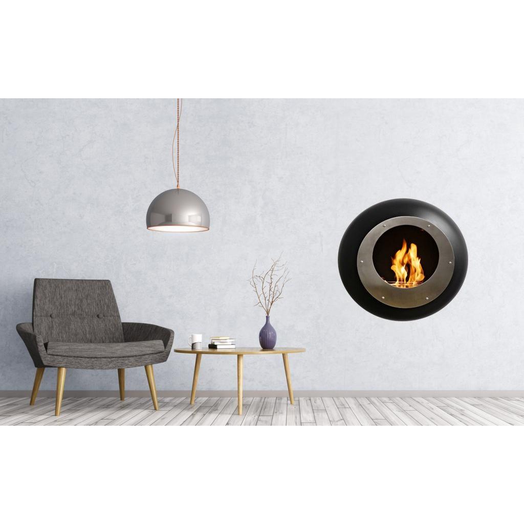Cocoon Vellum Wall Mounted Ethanol Fireplace - Matt Black