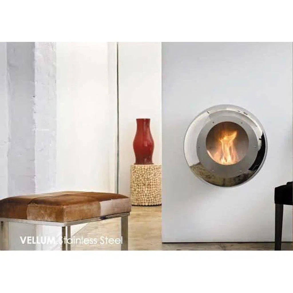 Cocoon Vellum Wall Mounted Ethanol Fireplace - Stainless Steel