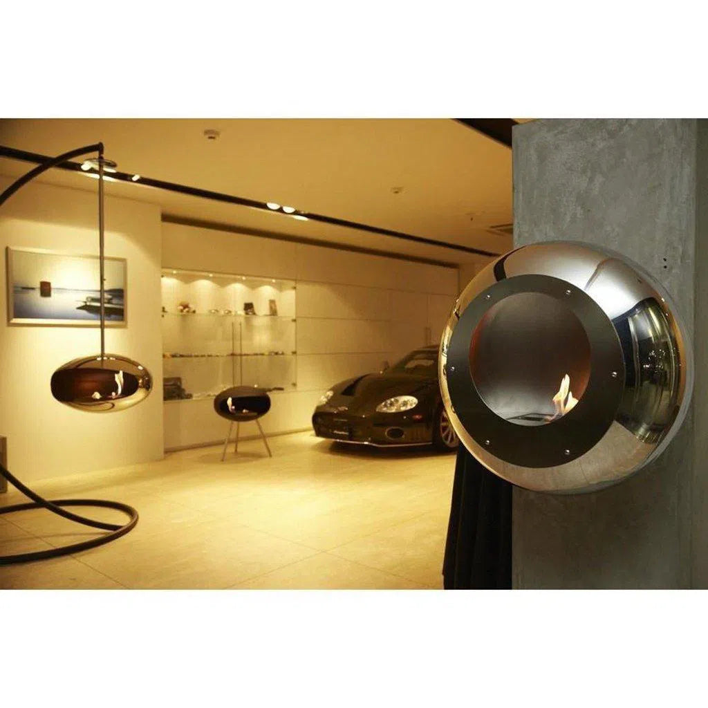 Cocoon Vellum Wall Mounted Ethanol Fireplace - Stainless Steel