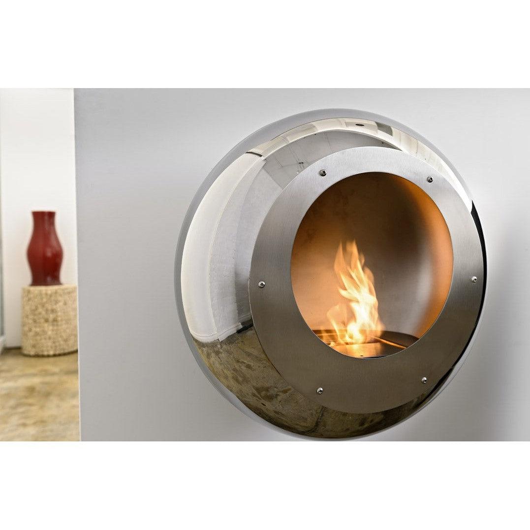 Cocoon Vellum Wall Mounted Ethanol Fireplace - Stainless Steel