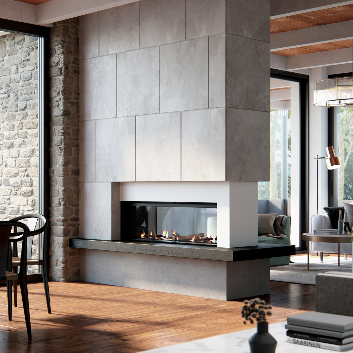Real Flame Element 1200 Double Sided Gas Fireplace