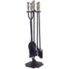 Fire Tool Set 4 Piece + Stand - Black/Pewter 77cm