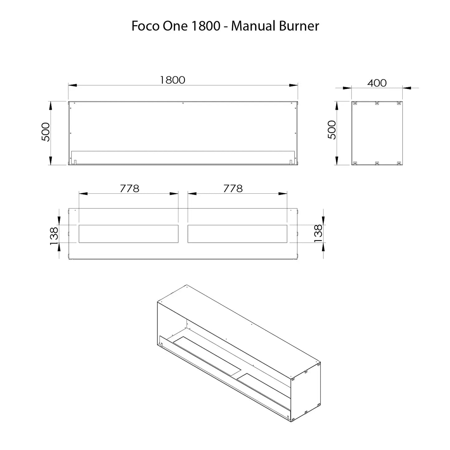 Foco One 1800 Ethanol Fireplace (Made to Order)