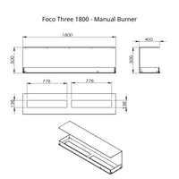 Foco Three 1800 Triple Sided Ethanol Fireplace (Made to Order)