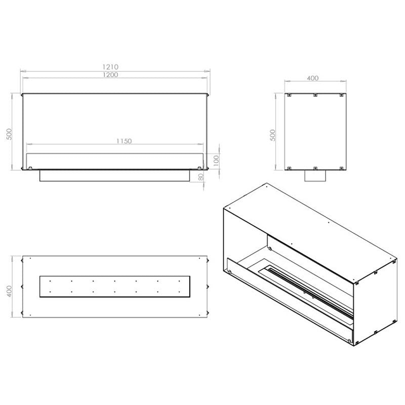 Foco Two 1200 Double Sided Ethanol Fireplace