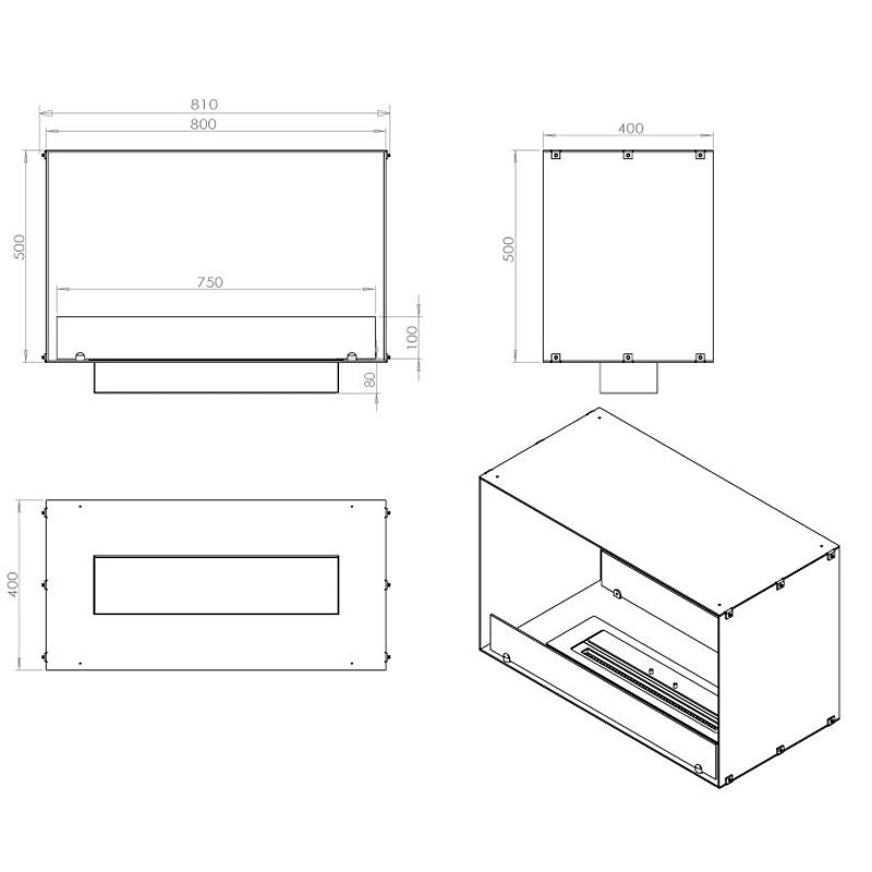 Foco Two 800 Double Sided Ethanol Fireplace