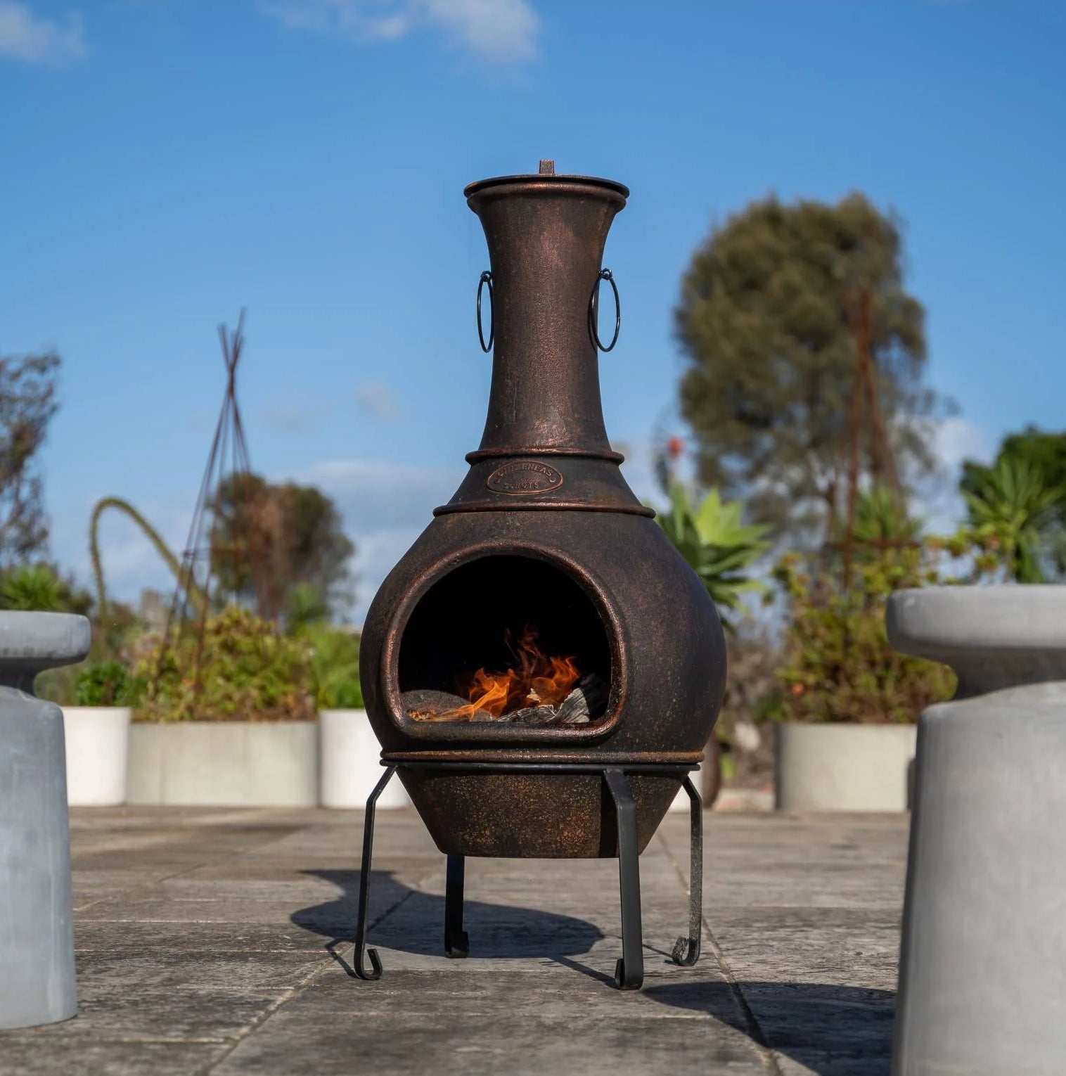 Argon Cast Iron Chiminea - Antique Copper