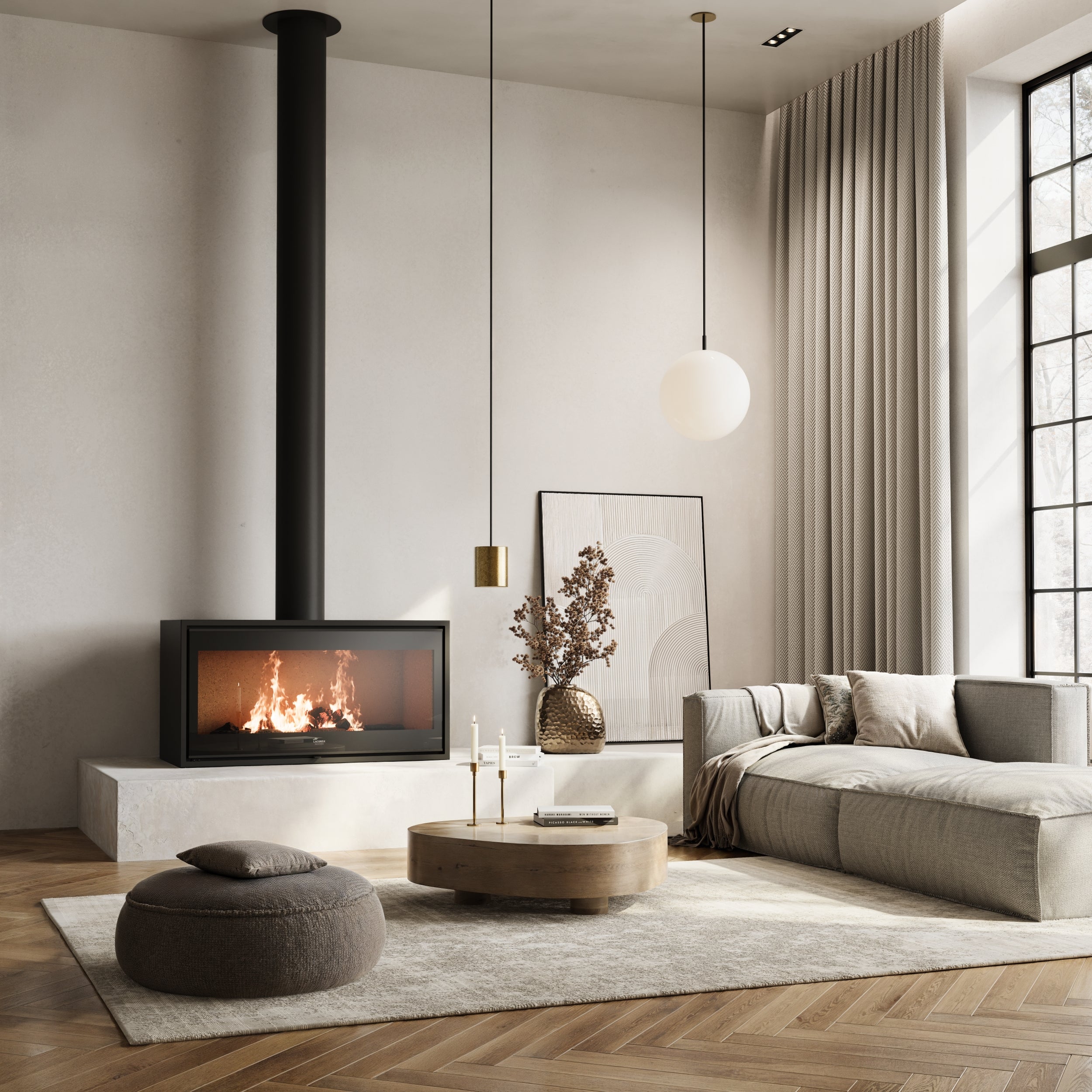 Lacunza Silver 1000 Free Standing Wood Fireplace