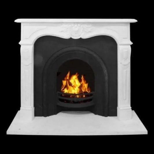 Louis XV Chateau Marble Mantle White