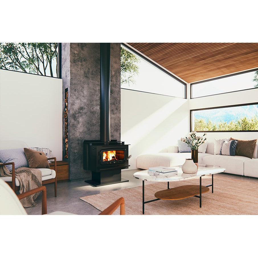 Nectre Mega Wood Fireplace with Pedestal & Fan