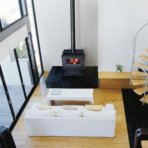 Nectre Mega Wood Fireplace with Pedestal & Fan