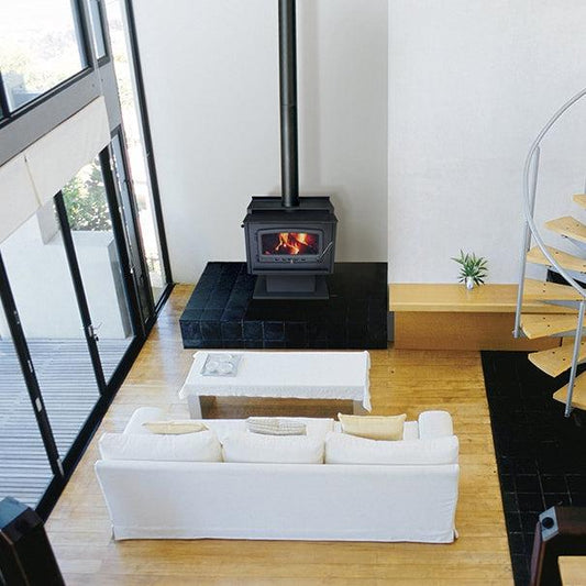 Nectre Mega Wood Fireplace with Pedestal & Fan