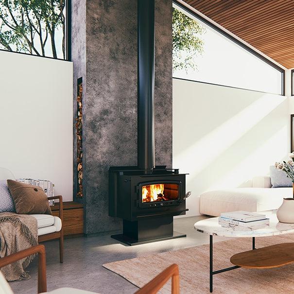 Nectre Mega Wood Fireplace with Pedestal