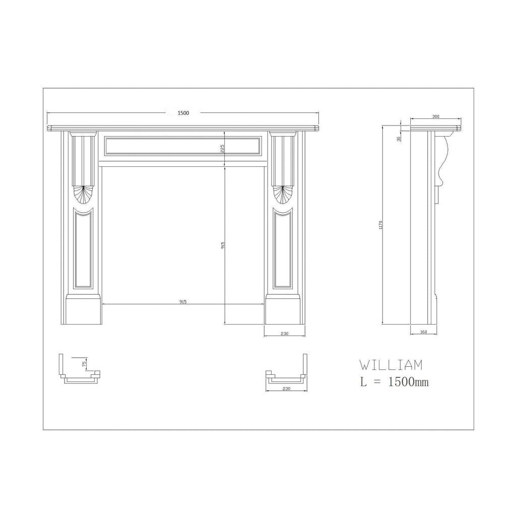 New William IV Italian Carrara Marble Mantel