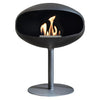 Pedestal Standing Cocoon Ethanol Fireplace - Matte Black With Matte Black Stand