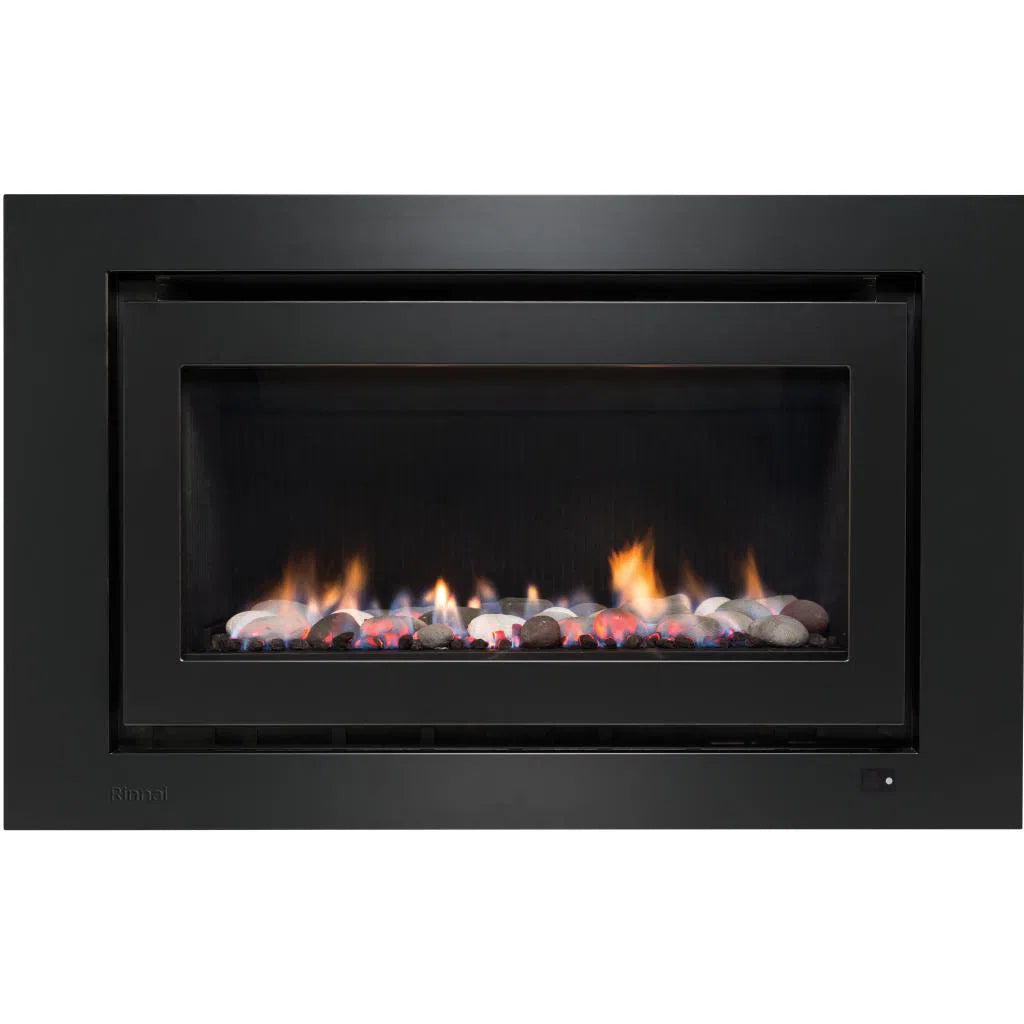 Rinnai 950 Ceramic Stones Black Gas Fireplace