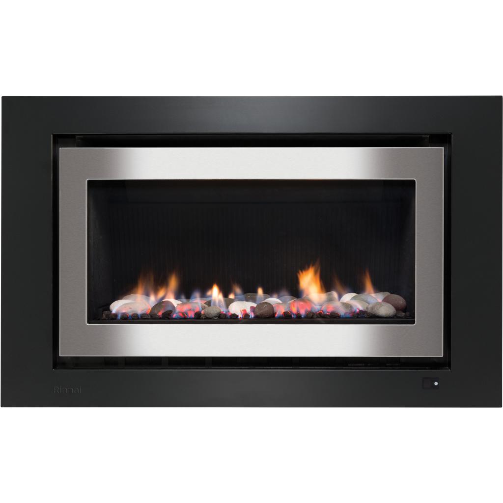 Rinnai 950 Ceramic Stones Stainless Steel Gas Fireplace