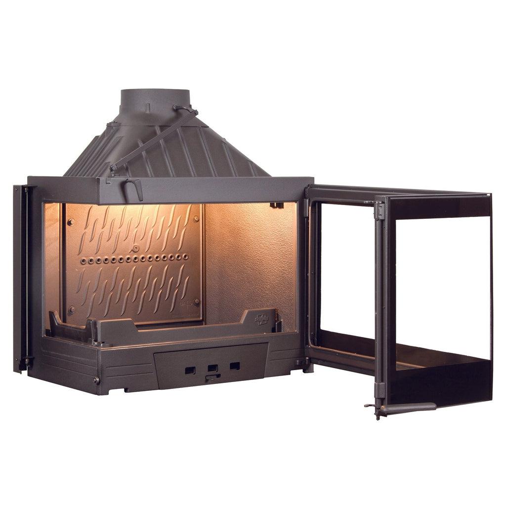 Seguin Europa 7 Wood Fireplace With Left Sided Glass & Black Line Glass