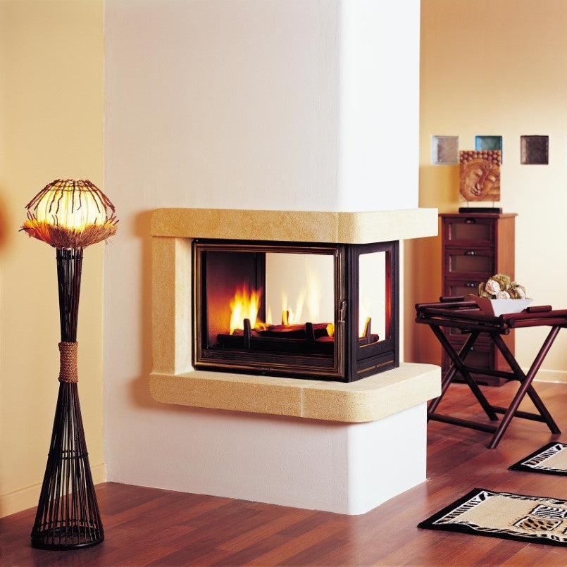 Seguin MultiVision 8000 Wood Fireplace With 3 Sided Firebox, 1 Small Side Glass & 2 Swing Doors