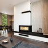 Seguin Visio 8 Plus Wood Fireplace With Right Sided Glass, Black Line Glass & Brick Lining