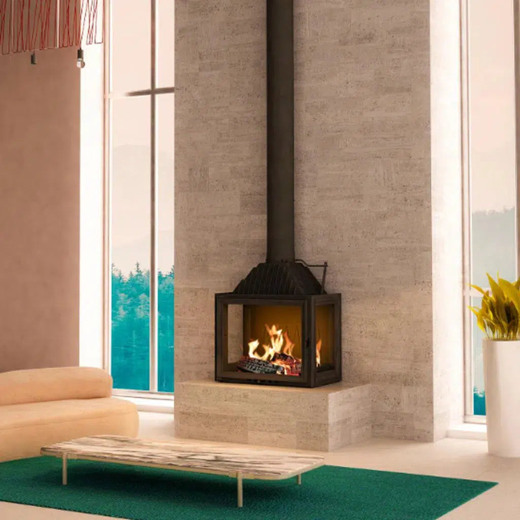 Siena 750 Three Sided Free Standing Wood Fireplace