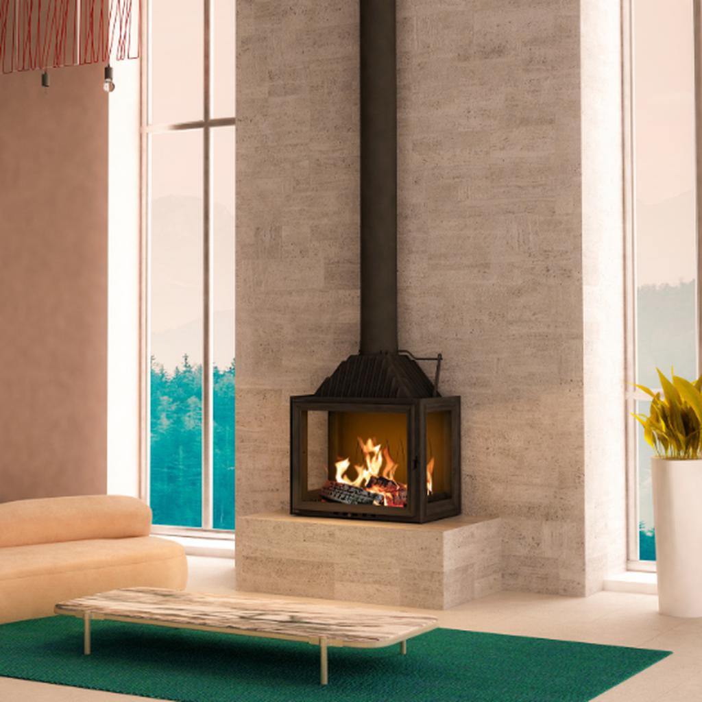 Siena 750 Three Sided Room Divider Wood Fireplace