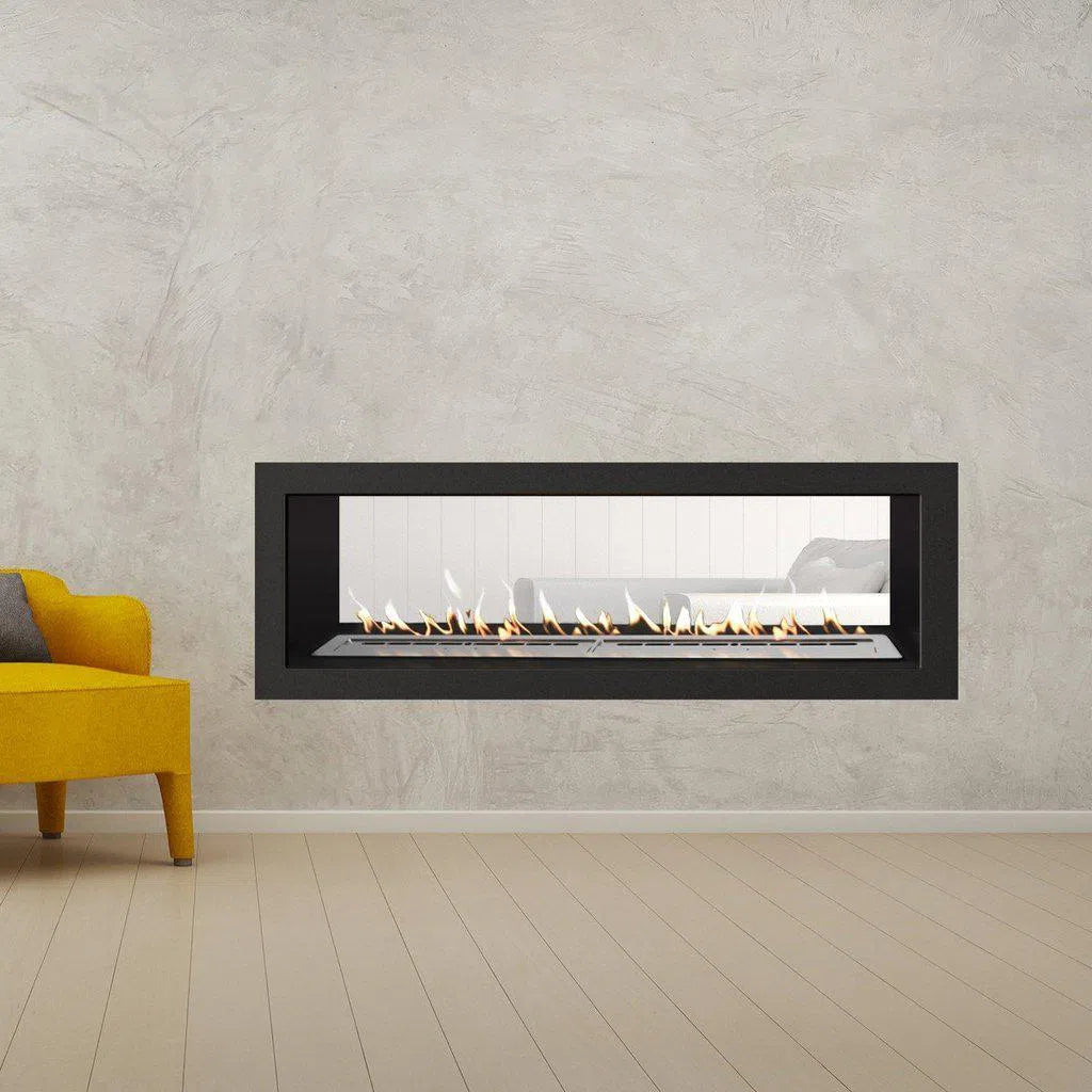 Slimline Double Sided Ethanol Firebox 1100 With Black Powder Coated Fascia